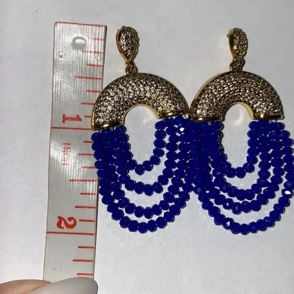 Rhinestone and beads earrings - Picture 6 of 7